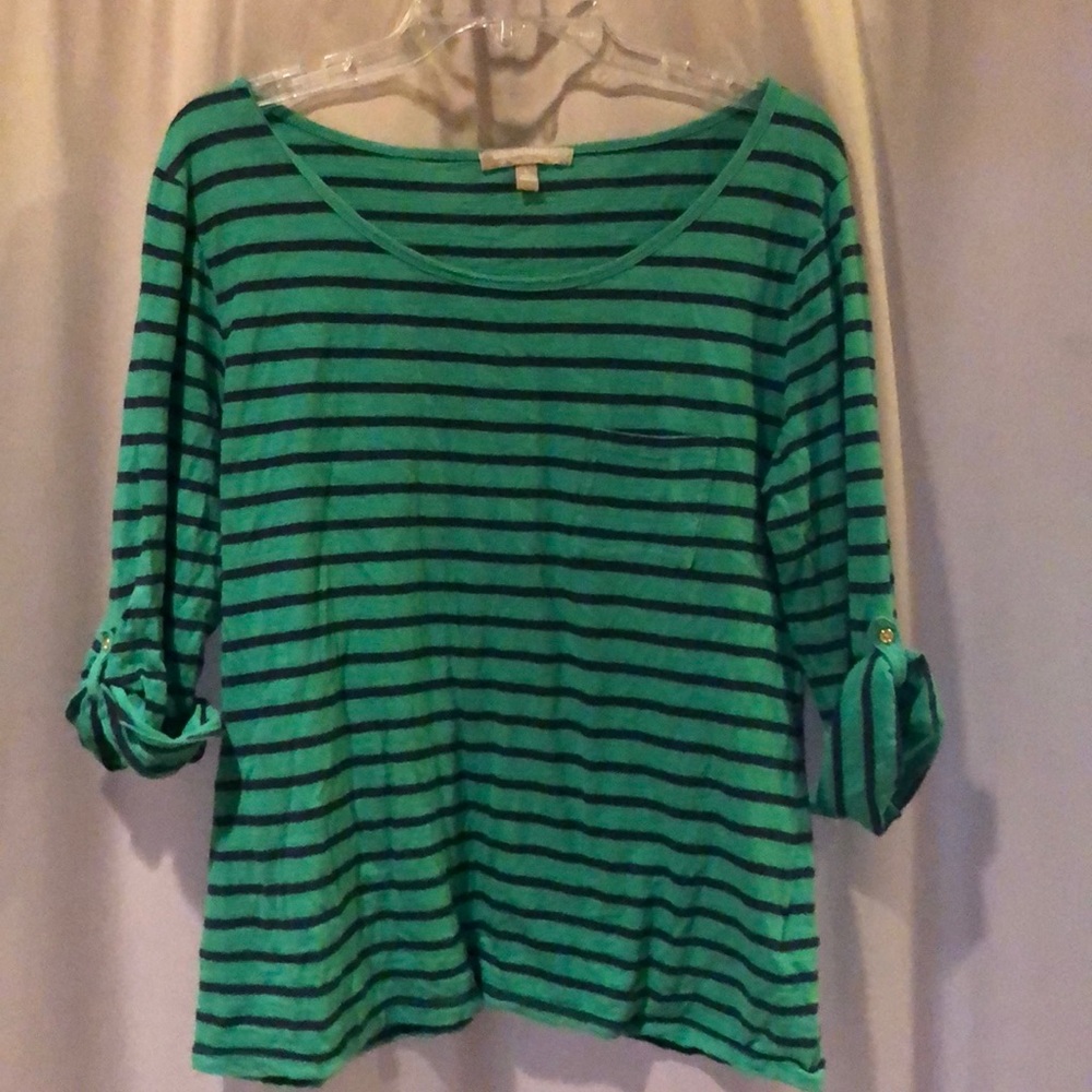 Banana Republic Green and Navy Top